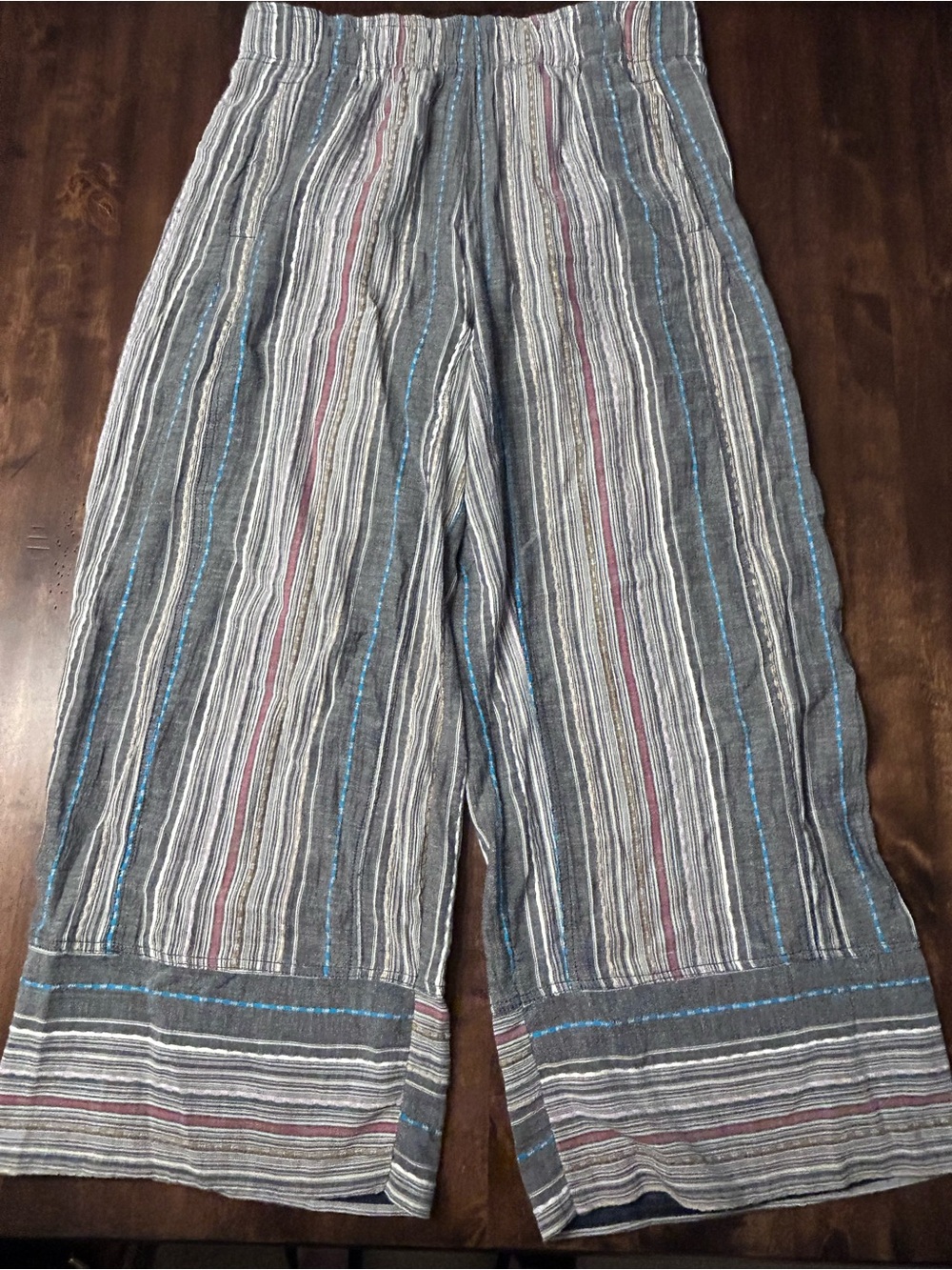Natural Life Take a Chance On Me Cotton Pants Heather Grey Stripes Size Large - Picture 4 of 10